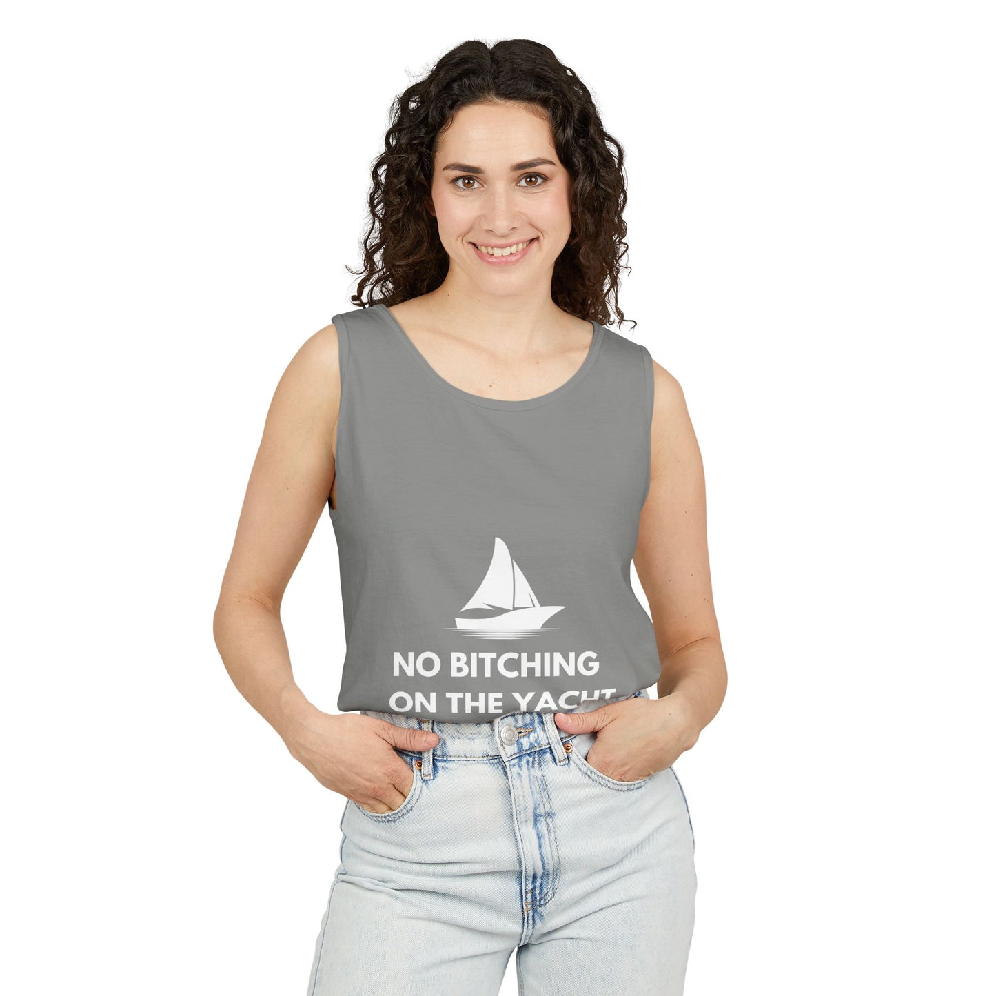 Unisex Garment-Dyed Tank Top, Relaxed Summer Top, Nautical Humor Shirt, Beach Party Attire, Sailing Gift