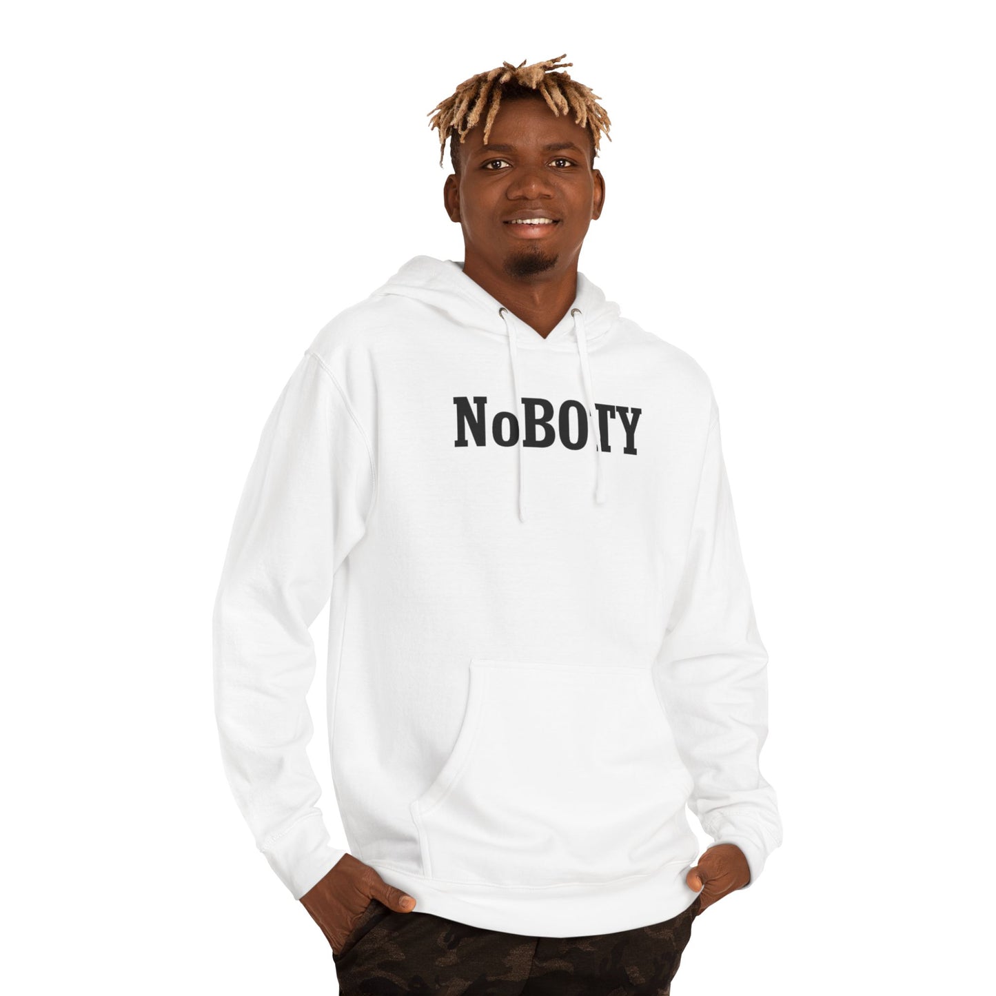 NoBOTY Unisex Hooded Sweatshirt, Casual Hoodie, Gift for Friends, Cozy Lounge Wear, Statement Sweatshirt, Everyday Wardrobe Essential