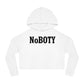 Cropped Hooded Sweatshirt with NoBOty Design, Trendy Casual Wear, Gift for Her, Cozy Layering Top, Perfect for Spring, Gym Style