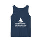Unisex Garment-Dyed Tank Top, Relaxed Summer Top, Nautical Humor Shirt, Beach Party Attire, Sailing Gift