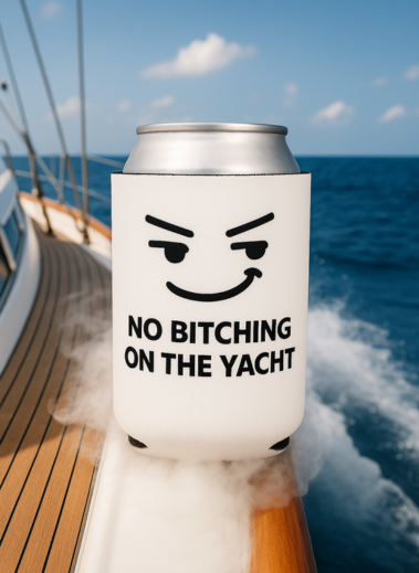 Nautical Can Cooler Sleeve - No Bitching on the Yacht, Beach Party Favor, Boat Accessory, Summer Fun, Vacation Essential