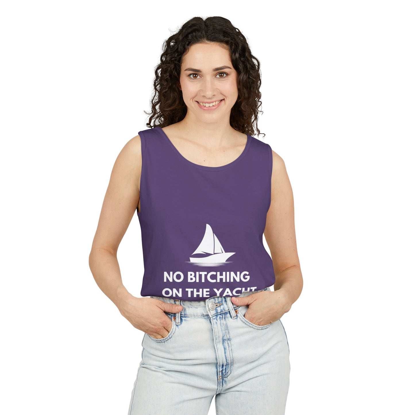Unisex Garment-Dyed Tank Top, Relaxed Summer Top, Nautical Humor Shirt, Beach Party Attire, Sailing Gift