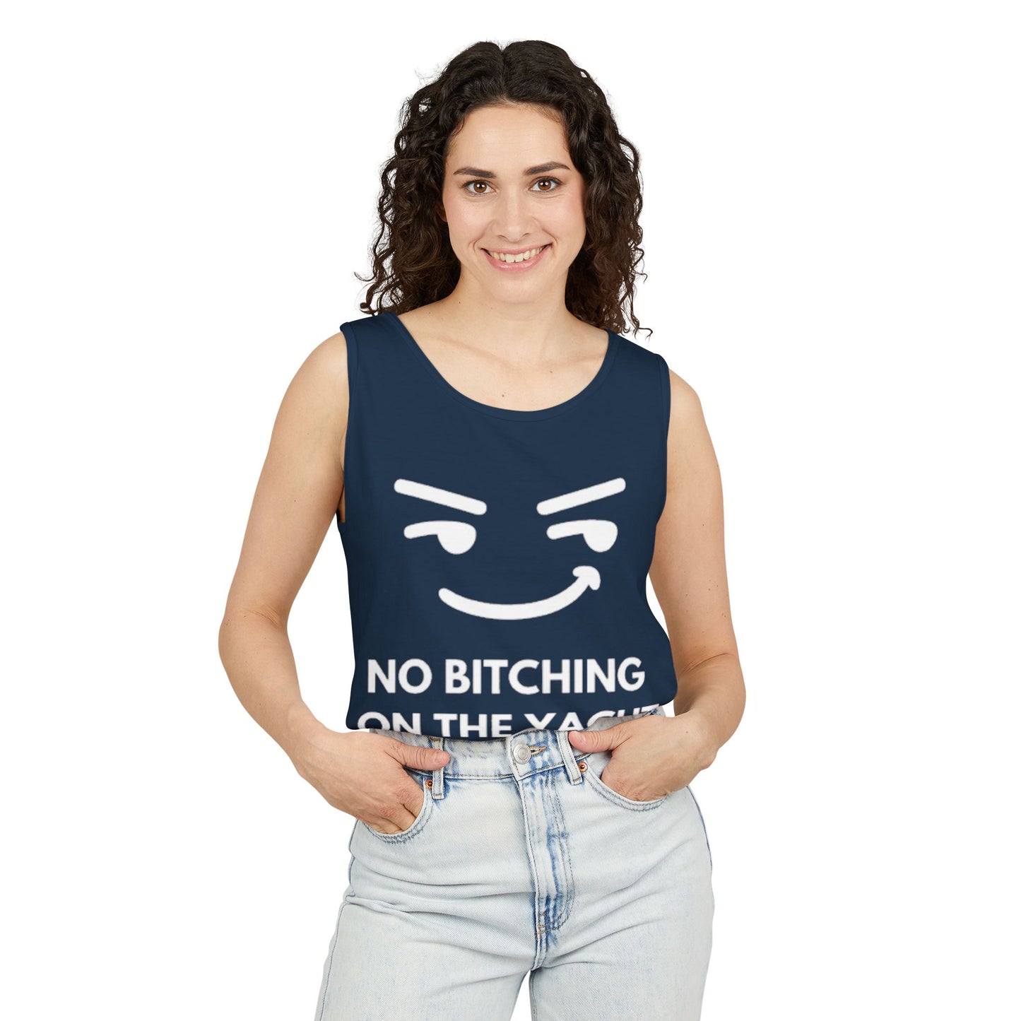 Unisex Garment-Dyed Tank Top, Relaxed Summer Top, Nautical Humor Shirt, Beach Party Attire, Sailing Gift