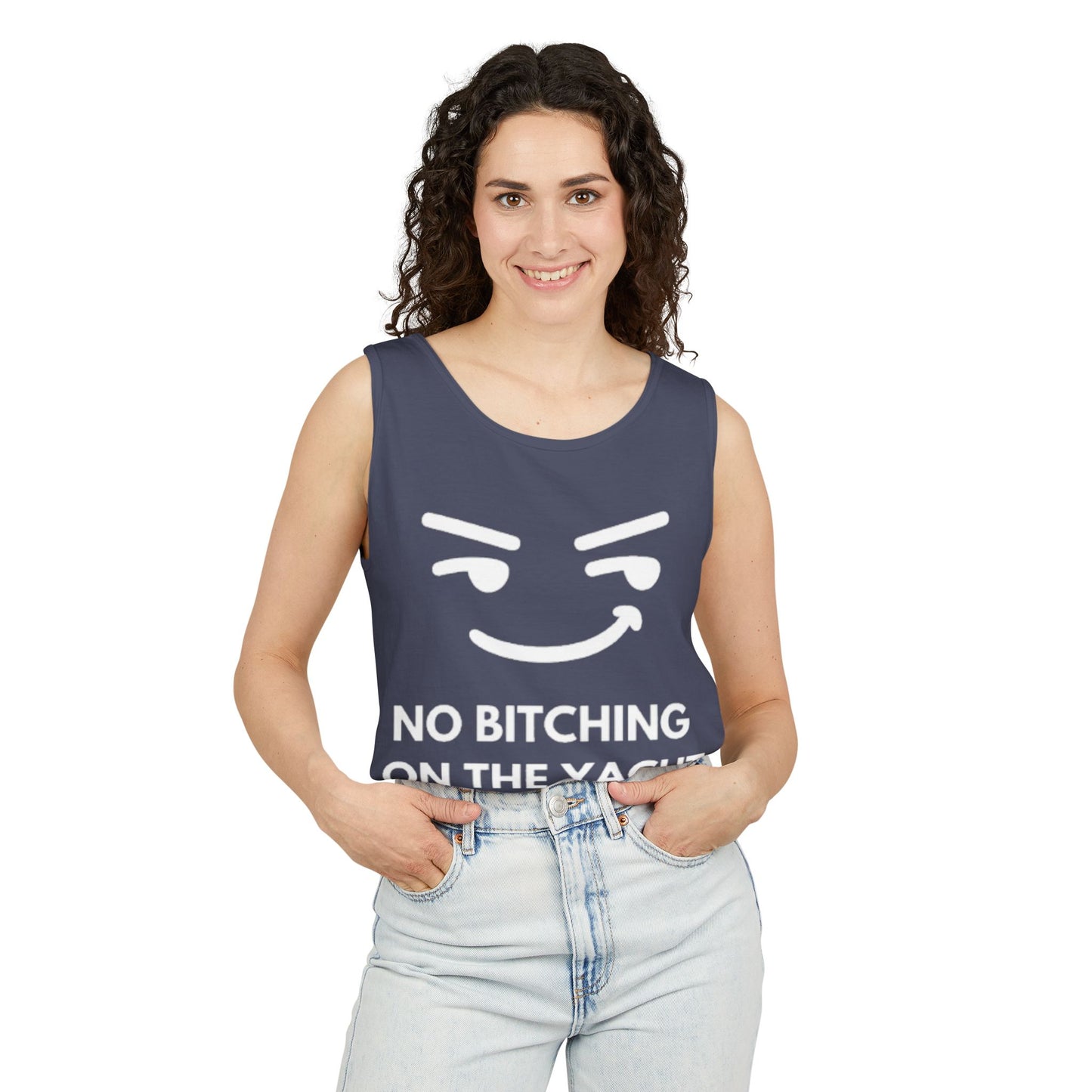 Unisex Garment-Dyed Tank Top, Relaxed Summer Top, Nautical Humor Shirt, Beach Party Attire, Sailing Gift