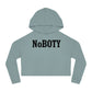 Cropped Hooded Sweatshirt with NoBOty Design, Trendy Casual Wear, Gift for Her, Cozy Layering Top, Perfect for Spring, Gym Style